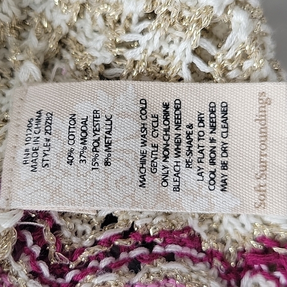 SOFT SURROUNDINGS Thereze Stripe Open Knit Pointelle Sweater Size XS - Picture 10 of 11